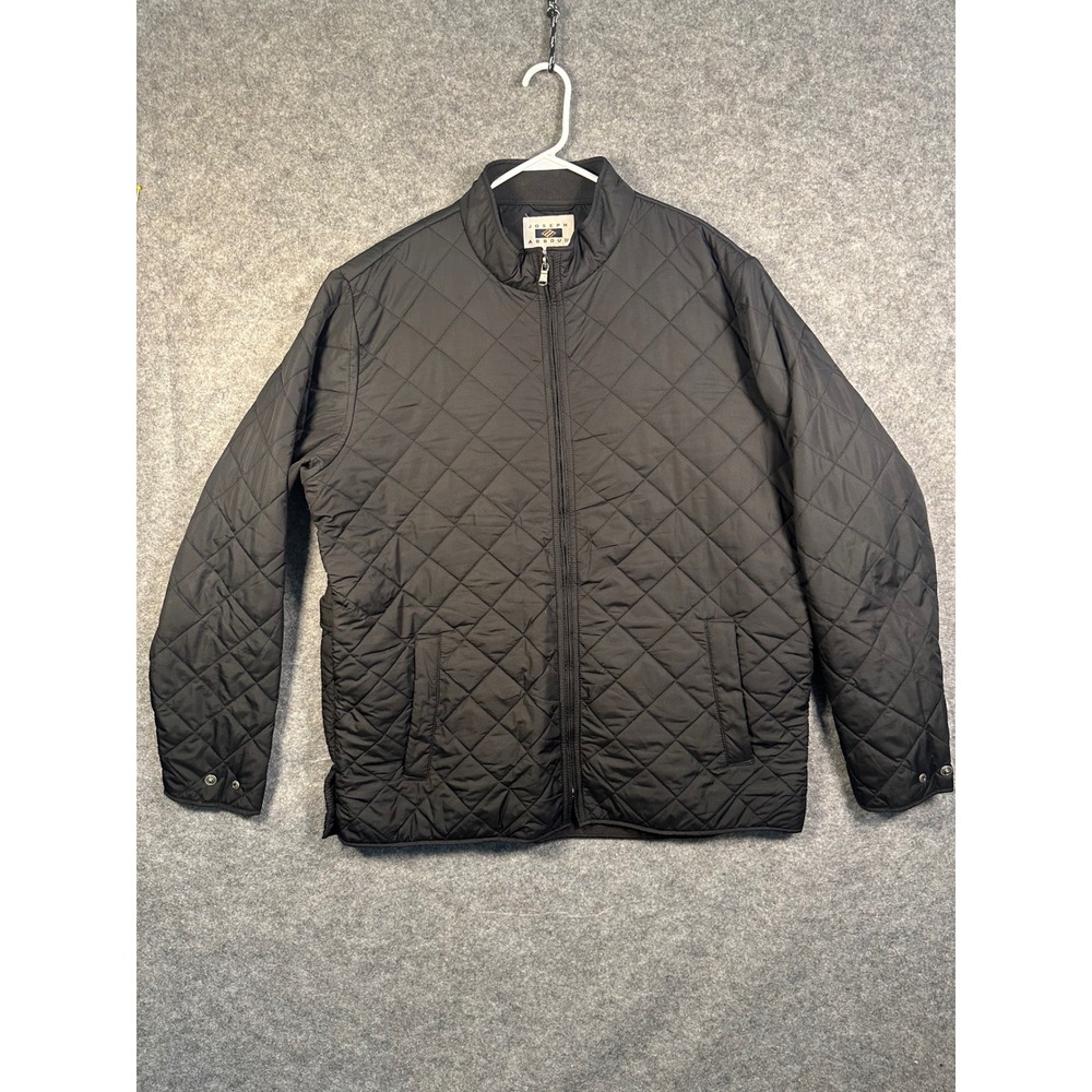 Joseph Abboud Mens XL Quilted Jacket Black Fleece Lined Full‎ Zip HEP994MW